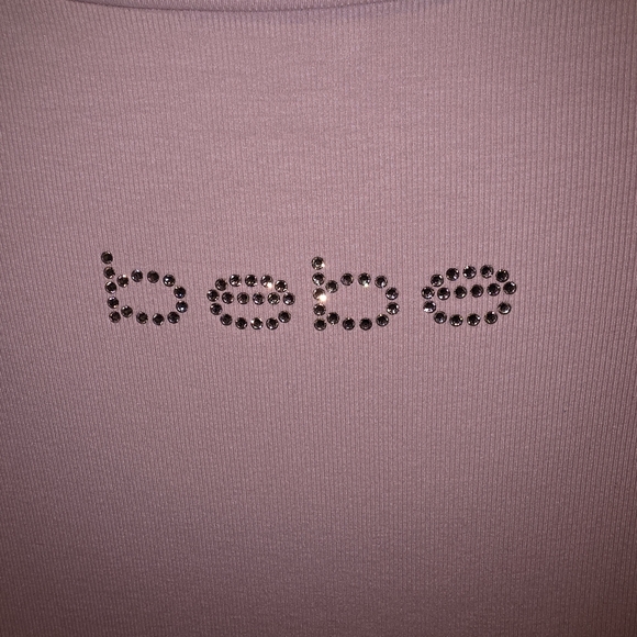 Pink Off-Shoulder Top with Rhinestone 'bebe' - Picture 2 of 3